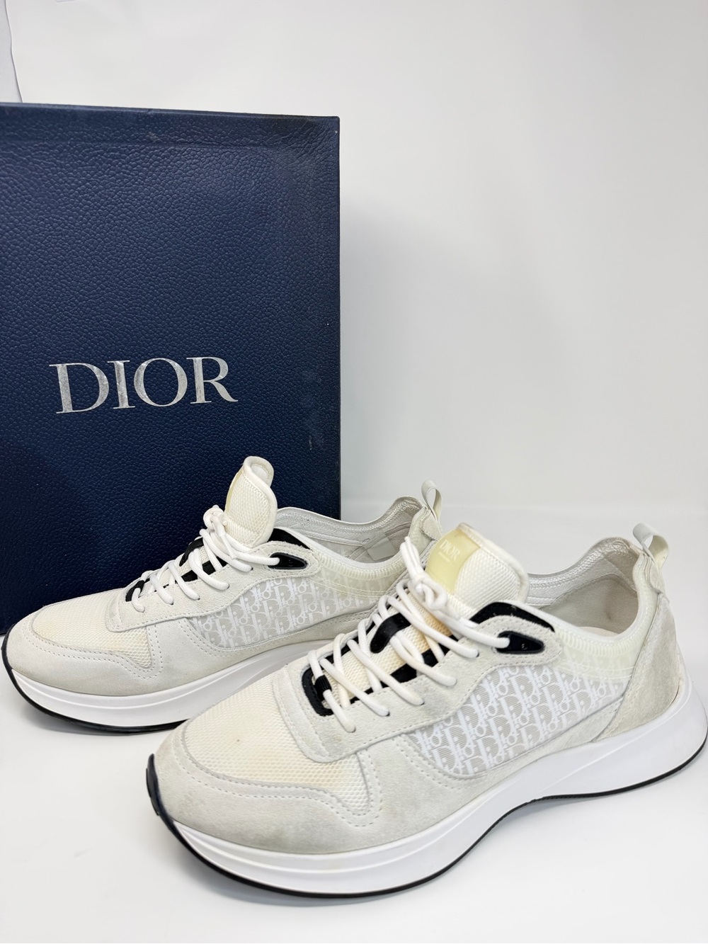Dior Cream Ivory Monogram Trainer Sneakers Men’s Size 11 W/ Box